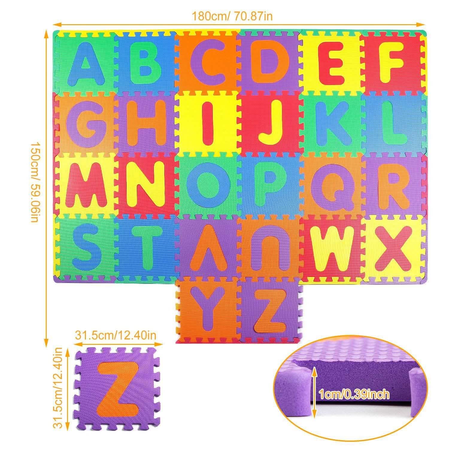 26-Piece Kids Alphabet Play Mat – Foam Floor Tiles for Babies & Toddlers