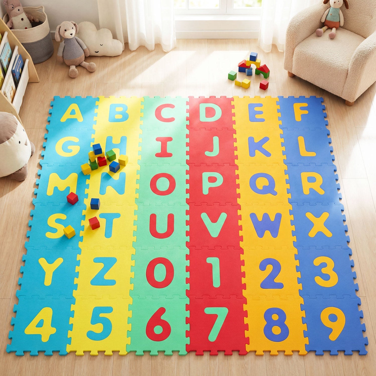 36-Piece Interlocking Baby Floor Puzzle Tiles – Educational Alphabet Play Mat for Kids
