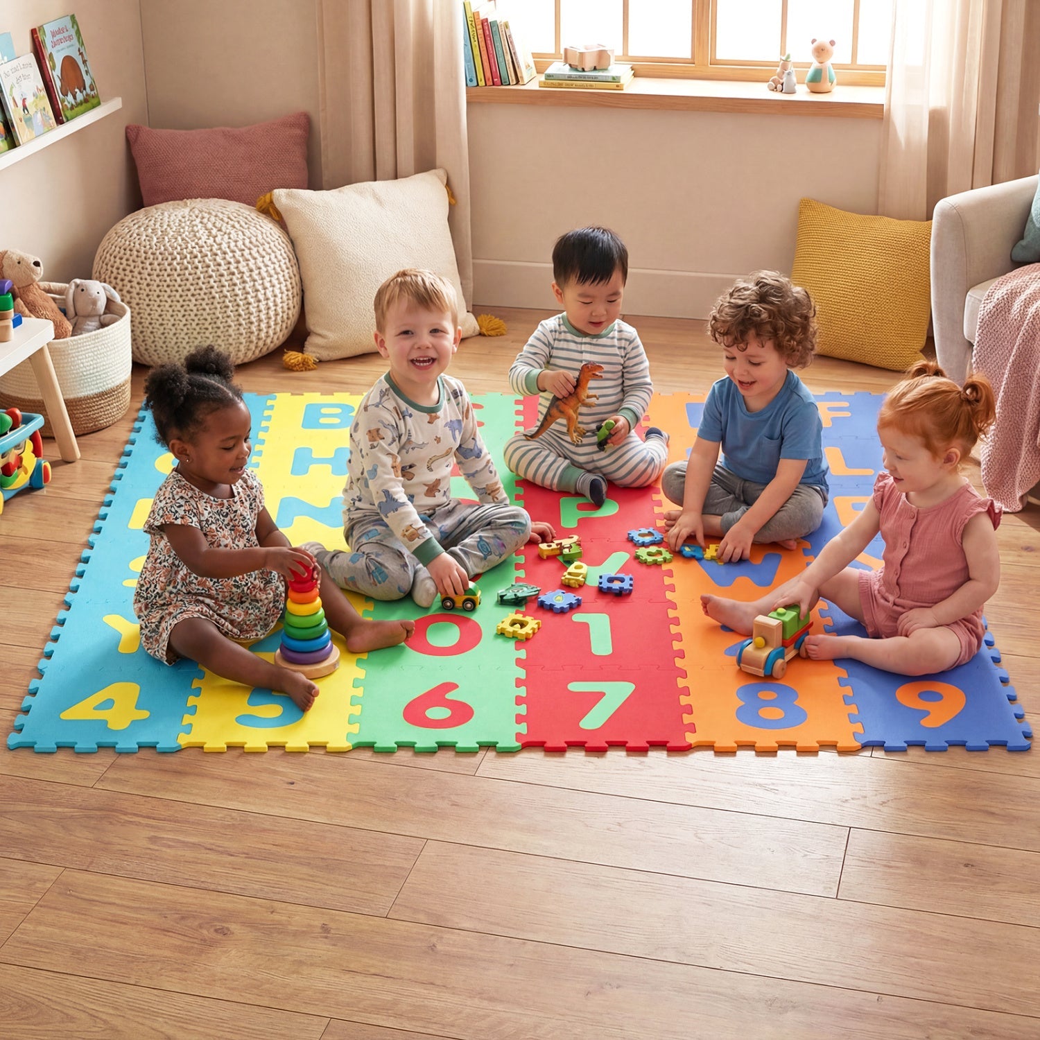 36-Piece Interlocking Baby Floor Puzzle Tiles – Educational Alphabet Play Mat for Kids