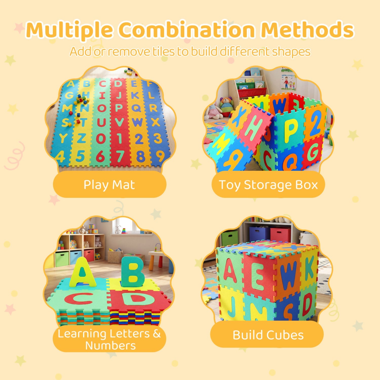 36-Piece Interlocking Baby Floor Puzzle Tiles – Educational Alphabet Play Mat for Kids