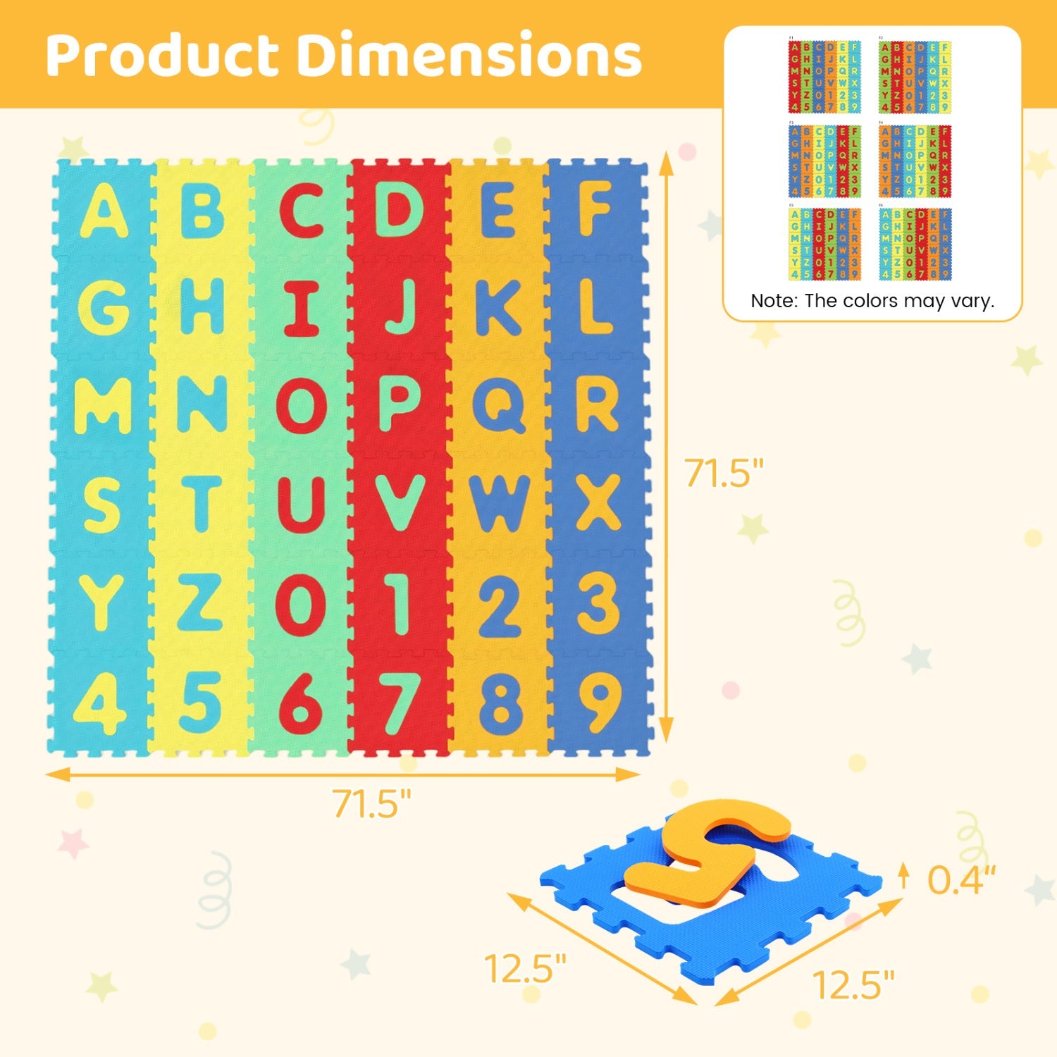 36-Piece Interlocking Baby Floor Puzzle Tiles – Educational Alphabet Play Mat for Kids