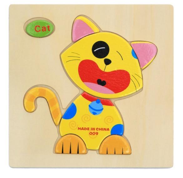 3D Wooden Animal & Car Puzzle – Intelligence Educational Toy for Children