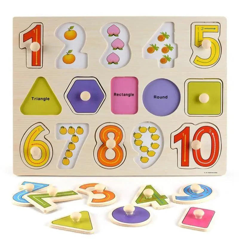 3D Colorful Geometry Wood Puzzle – Montessori Shape Cognition Toy for Kids