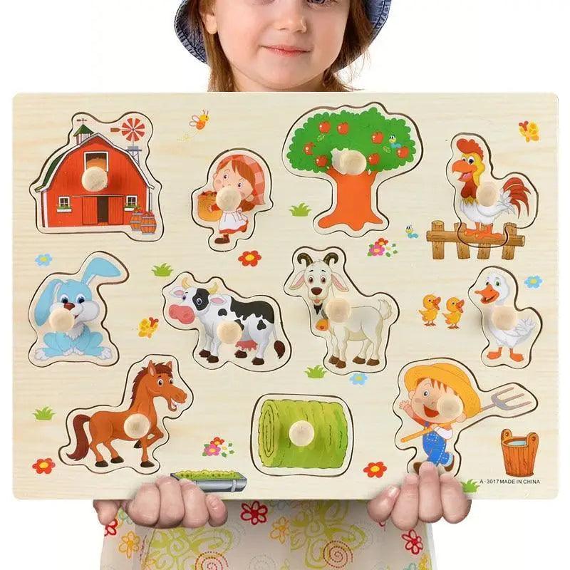 3D Colorful Geometry Wood Puzzle – Montessori Shape Cognition Toy for Kids