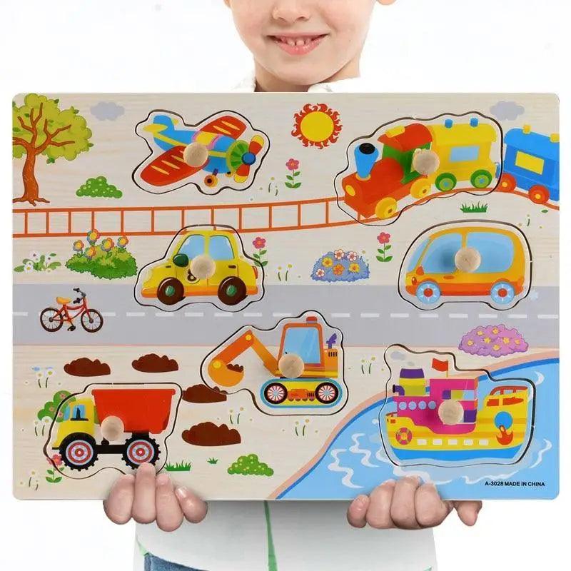 3D Colorful Geometry Wood Puzzle – Montessori Shape Cognition Toy for Kids