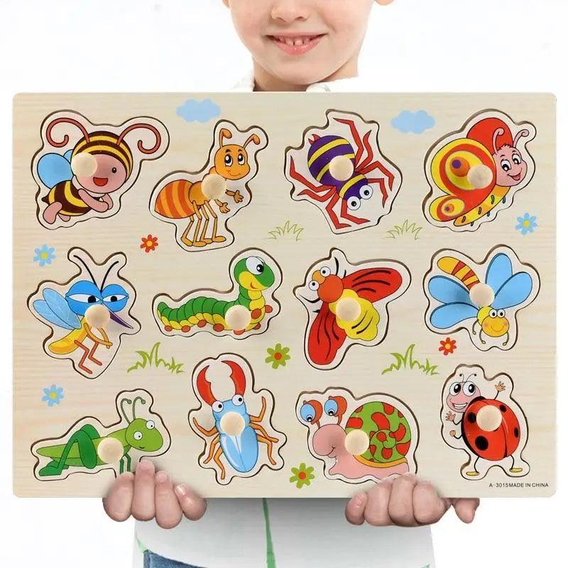 3D Colorful Geometry Wood Puzzle – Montessori Shape Cognition Toy for Kids