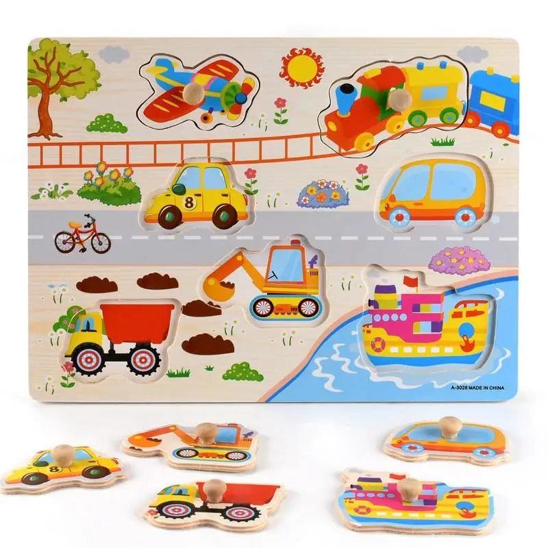 3D Colorful Geometry Wood Puzzle – Montessori Shape Cognition Toy for Kids