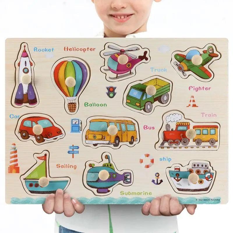 3D Colorful Geometry Wood Puzzle – Montessori Shape Cognition Toy for Kids