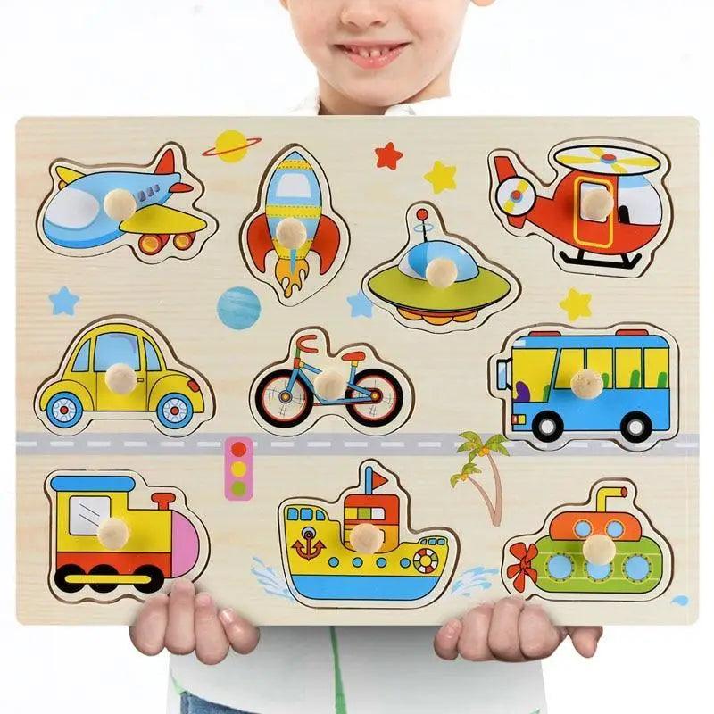 3D Colorful Geometry Wood Puzzle – Montessori Shape Cognition Toy for Kids