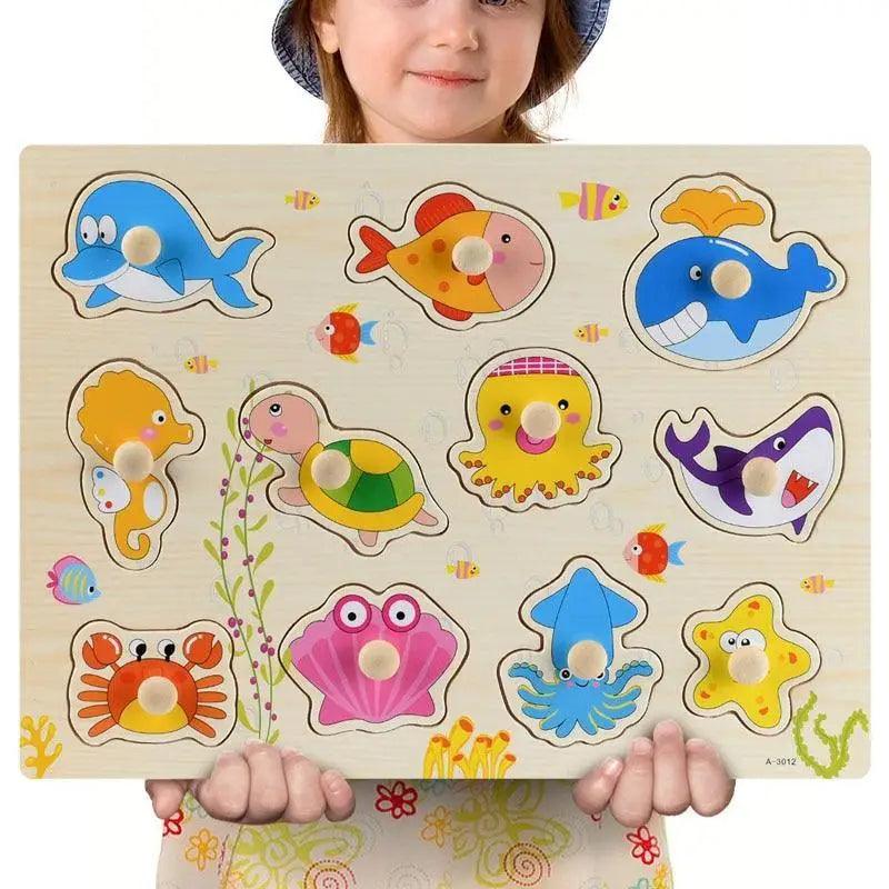 3D Colorful Geometry Wood Puzzle – Montessori Shape Cognition Toy for Kids