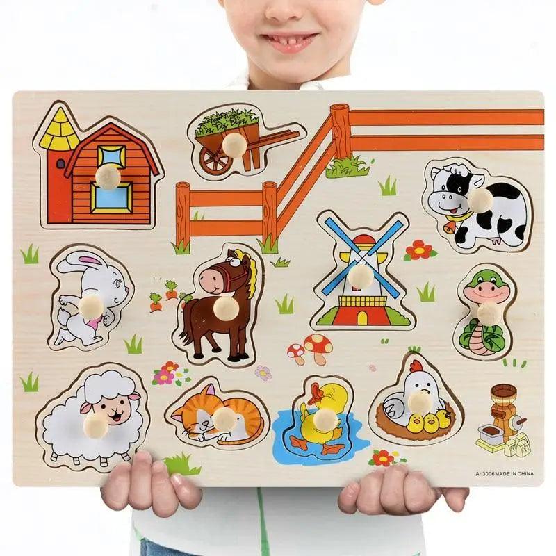 3D Colorful Geometry Wood Puzzle – Montessori Shape Cognition Toy for Kids
