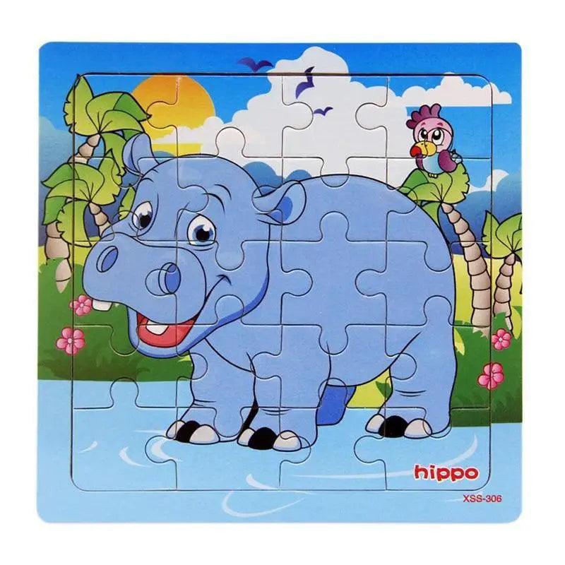 Animal & Vehicle Wooden Jigsaw Puzzle – Baby Educational Learning Toy for Kids