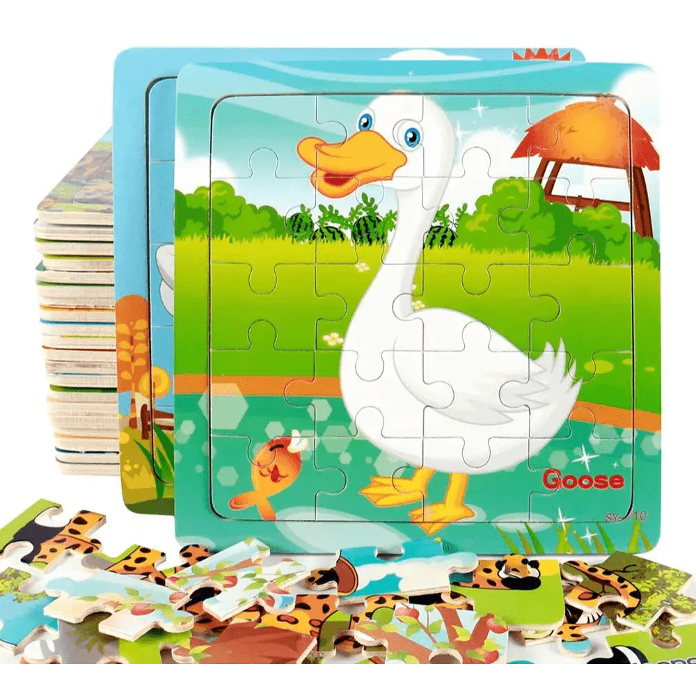 Animal & Vehicle Wooden Jigsaw Puzzle – Baby Educational Learning Toy for Kids