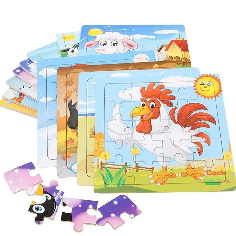 Animal & Vehicle Wooden Jigsaw Puzzle – Baby Educational Learning Toy for Kids
