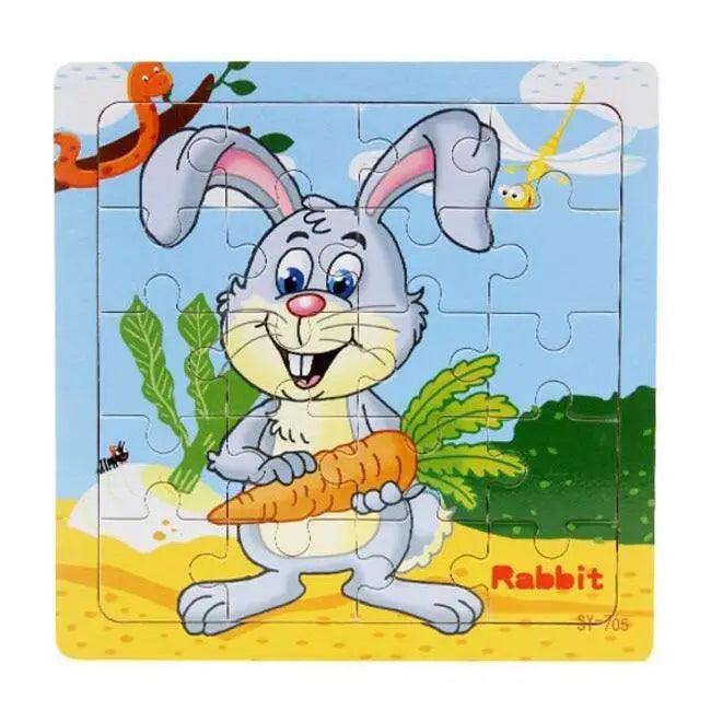 Animal & Vehicle Wooden Jigsaw Puzzle – Baby Educational Learning Toy for Kids