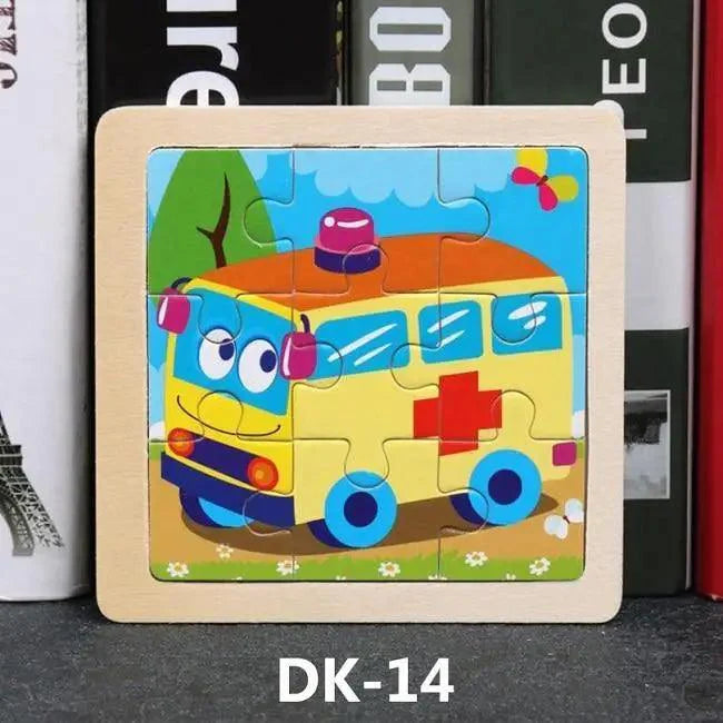 Animal & Vehicle Wooden Jigsaw Puzzle – Baby Educational Learning Toy for Kids