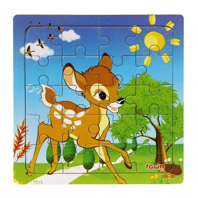 Animal & Vehicle Wooden Jigsaw Puzzle – Baby Educational Learning Toy for Kids