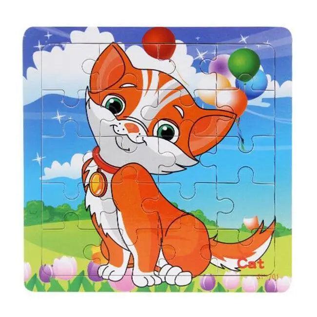Animal & Vehicle Wooden Jigsaw Puzzle – Baby Educational Learning Toy for Kids