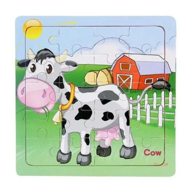 Animal & Vehicle Wooden Jigsaw Puzzle – Baby Educational Learning Toy for Kids