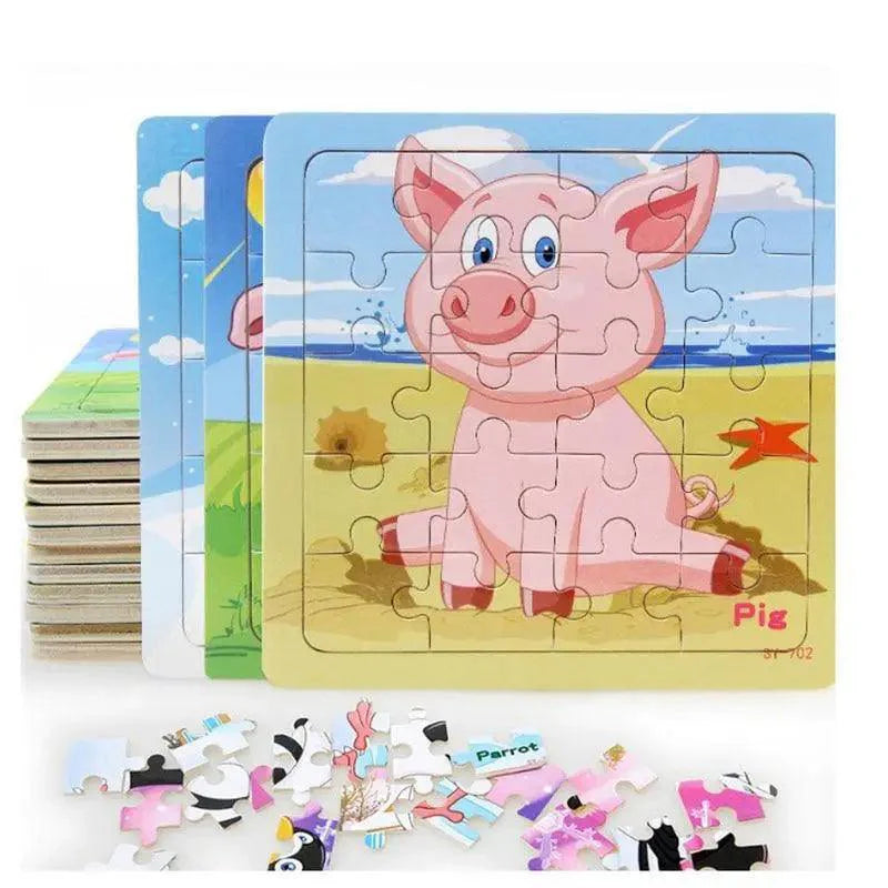 Animal & Vehicle Wooden Jigsaw Puzzle – Baby Educational Learning Toy for Kids