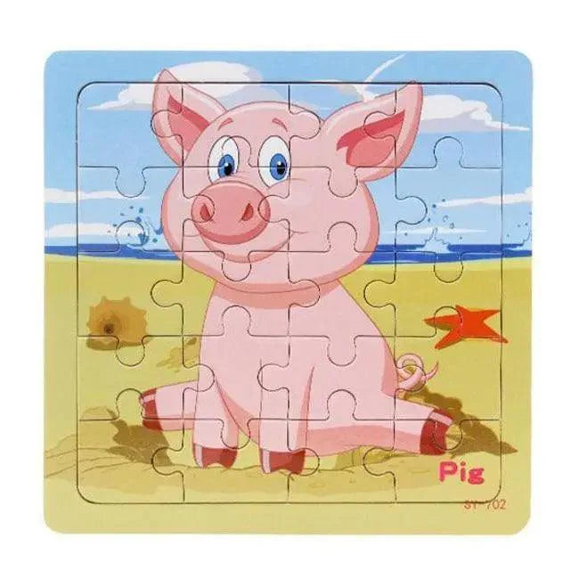 Animal & Vehicle Wooden Jigsaw Puzzle – Baby Educational Learning Toy for Kids
