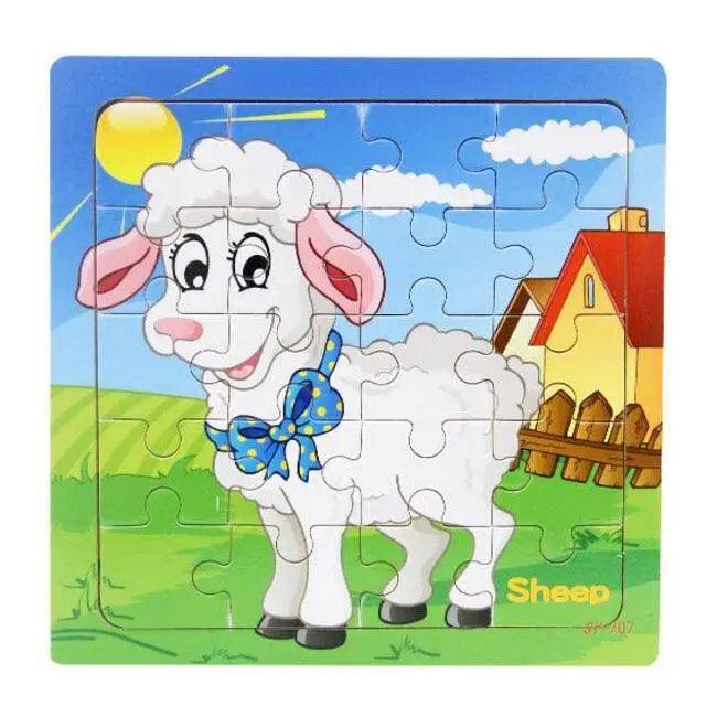 Animal & Vehicle Wooden Jigsaw Puzzle – Baby Educational Learning Toy for Kids