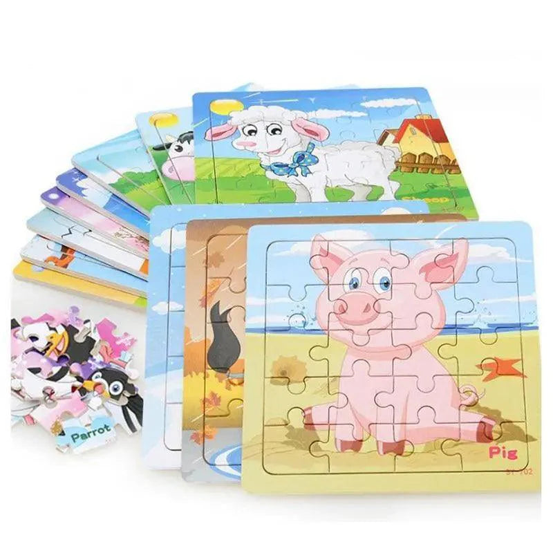 Animal & Vehicle Wooden Jigsaw Puzzle – Baby Educational Learning Toy for Kids