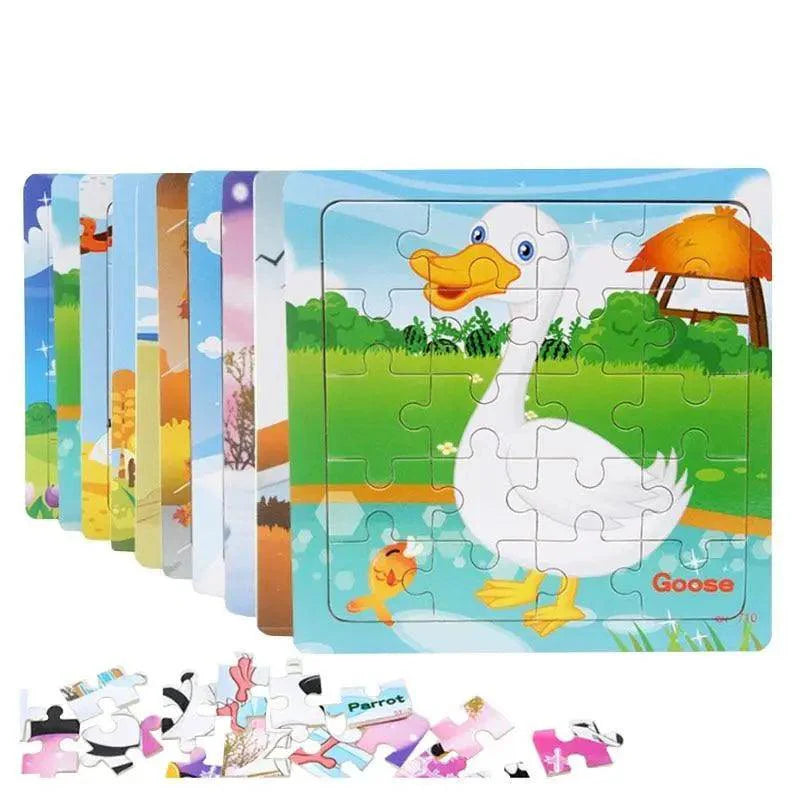 Animal & Vehicle Wooden Jigsaw Puzzle – Baby Educational Learning Toy for Kids